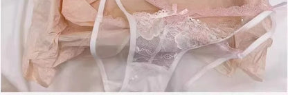 Lingerie Japanese Lace Bra Set, Heart Pendant Purple Lingerie Sexy & Pure Small Chest Push Up Bralette, Fashion Outerwear Design Enhancer