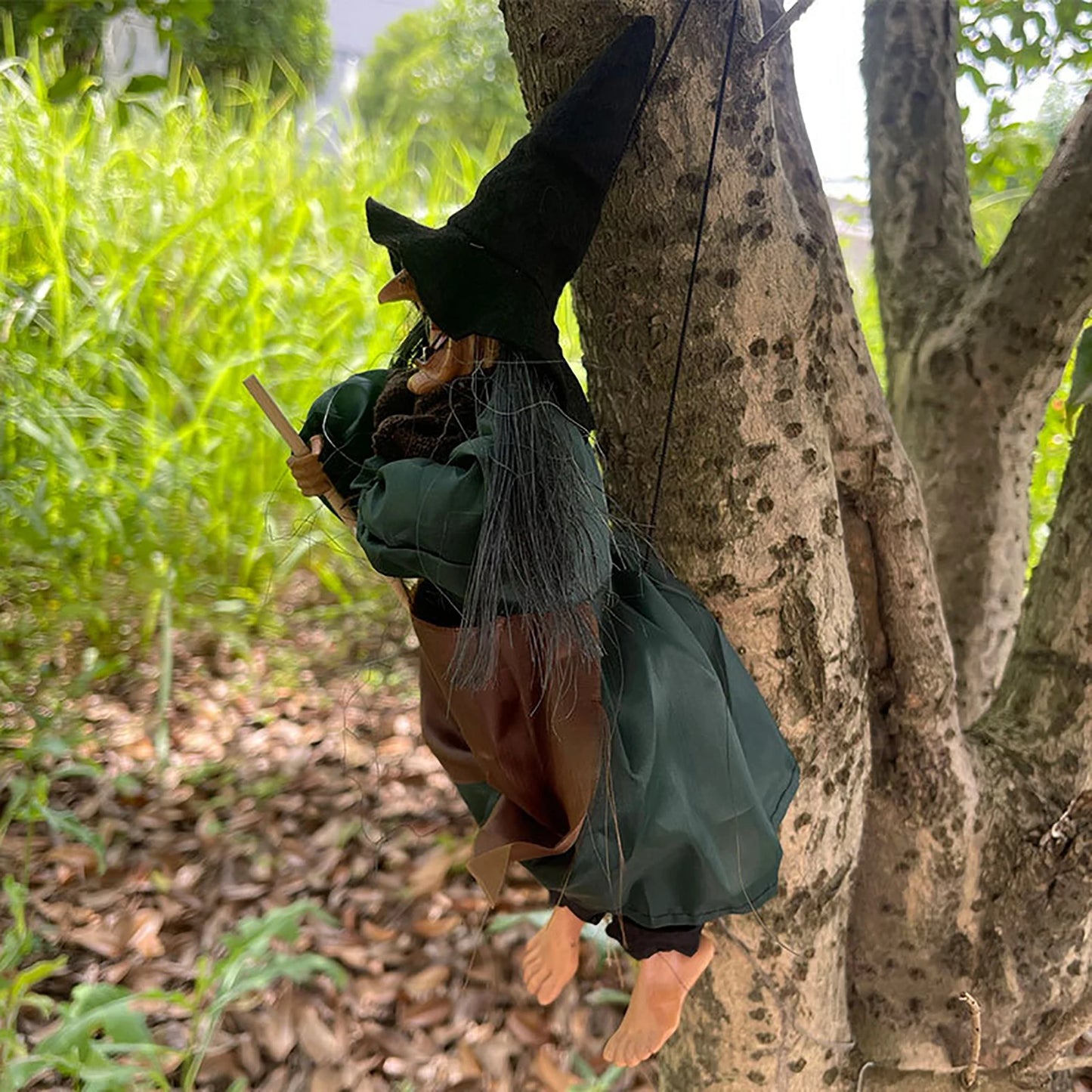 Halloween Horror Witch Hanging Doll With Glowing Eyes And Spooky Sounds Halloween Decorations For Home Garden Holiday Gift