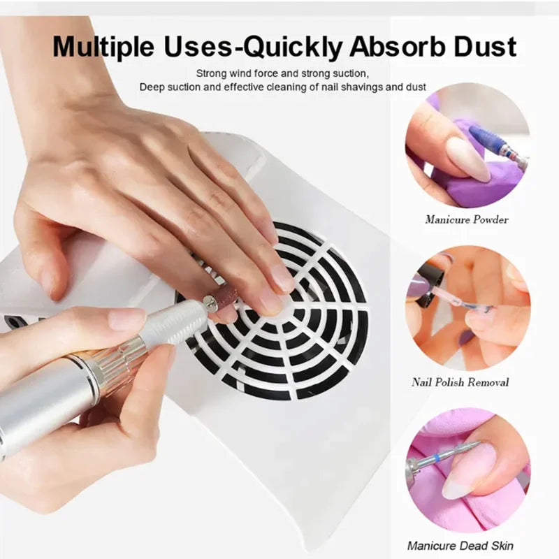 Nail Dust Collector Vacuum Cleaner Manicure Machine Tools Strong Power Low Noise Nail Art Tool Nail Vacuum Cleaner
