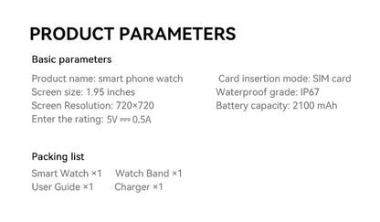 Full Network GPS WIFI Smart Watch Men 8GB+128GB RAM 1.95 inch AMOLED Screen 900W Camera Google APPS Smartwatch Android 9.0