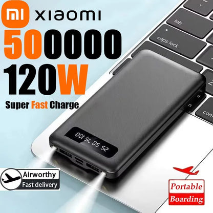 500000mAh 120W Power Bank Super Fast Charging Battery High Capacity Digital Display Power Bank For iPhone Samsung Huawei