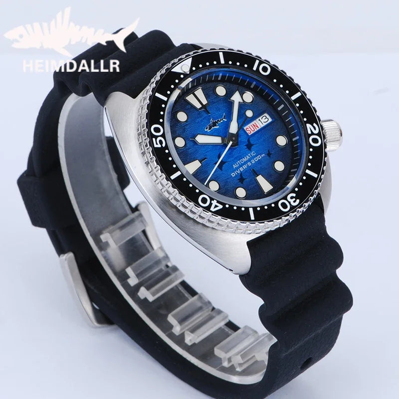 HEIMDALLR Diver Men's Watch Turtle King Sapphire Crystal 316L Steel NH36 200M Water Resistant Luminous Automatic Mechanica Watch