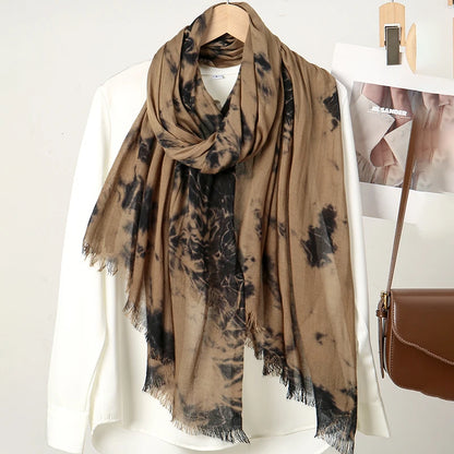 Tie-dye Modal Hijab Rayon Cotton Shawls Muslim Hijabs For Women Plain Scarf Big Size Headscarf Islamic Turban Headband 185*72cm