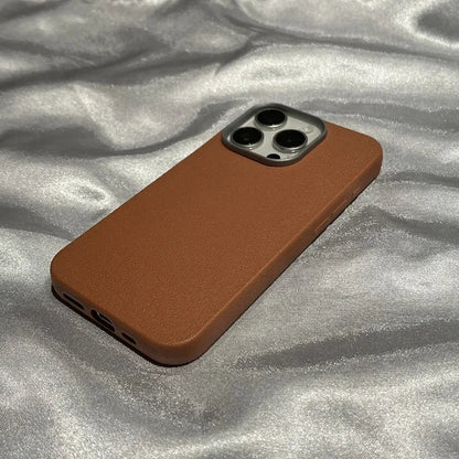Luxury Matte Leather Phone Case For iPhone 17 16 15 14 13 12 11 Pro Max X XS XR 7 8 Plus SE2 Lens Protection Shockproof Cover