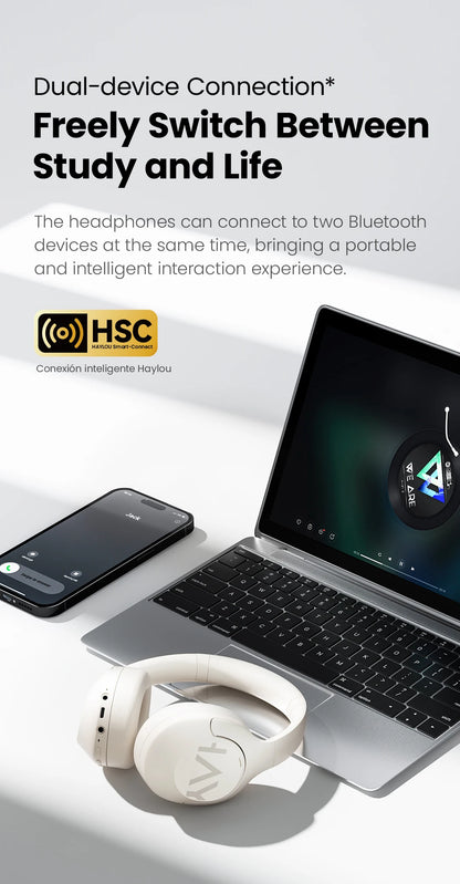 HAYLOU S30 ANC Headphones  Wireless Bluetooth 5.4 Hi-Res Headsets 43dB Adaptive Noise Cancelling Earphones 40mm Driver 80H