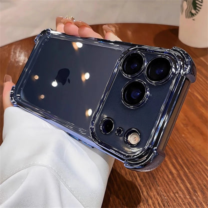 For iPhone 17 Pro Max 16 15 Plus 14 13 12 Transparent Electroplated Case Full Lens Protection Bumper Shockproof Plating Cover