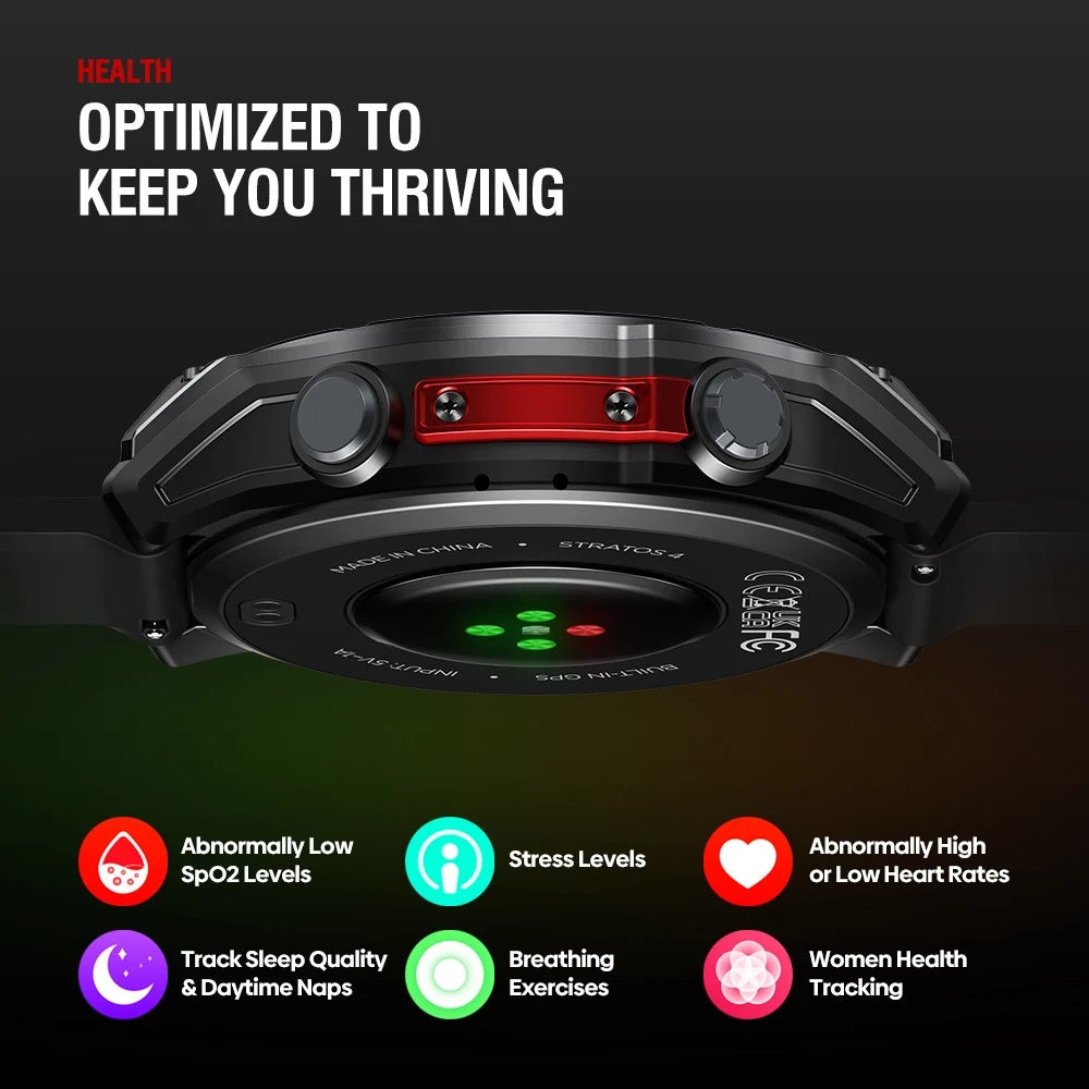 Zeblaze Stratos 4 GPS Smartwatch 1.43" AMOLED Screen Compass Barometric Altimeter Flashlight Voice Calling Smart Watch