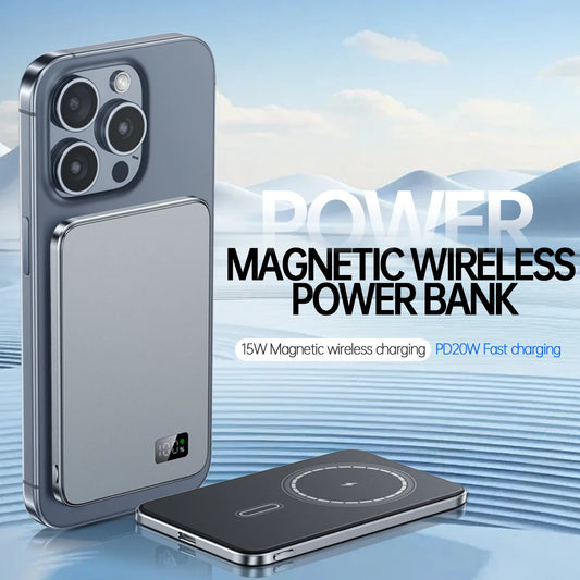 10000mAh Thin Magnetic Wireless Power Bank PD20W Fast Charging Portable External Battery for Magsafe For iPhone Samsung