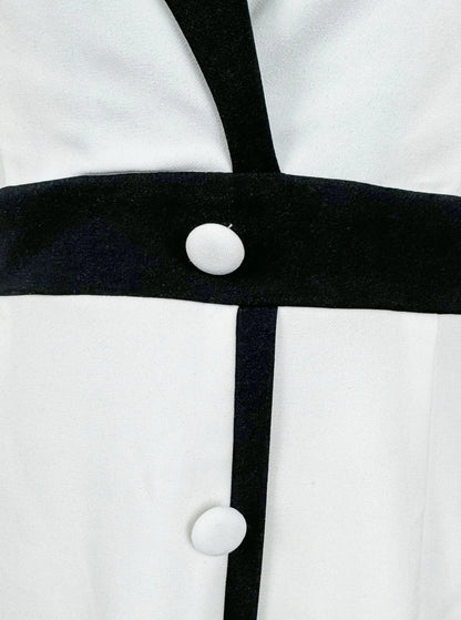 Kleider V-neck Button Single-breasted Color-blocking Long-sleeved A-line Tunic Workplace Office Commuter Dress Abendkleid