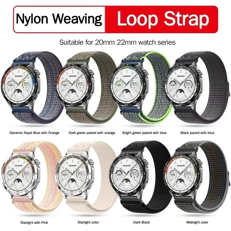 Smart Watch Strap for Amazfit Balance GT4/3/2 46mm Nylon Loop Bracelet for Samsung Galaxy Watch 4/6 Classic 5 Pro 45mm
