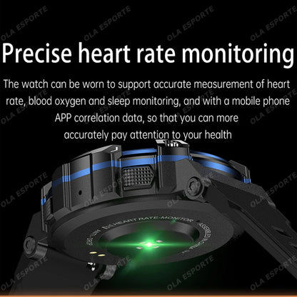 Outdoor Military Smartwatch For Men Health Monitor Bluetooth Call Voice Assistant GPS Sports Waterproof Men Smartwatch 2024