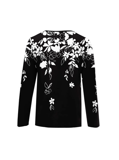 Summer new fashion 2025 women's casual long-sleeved printed T-shirt
