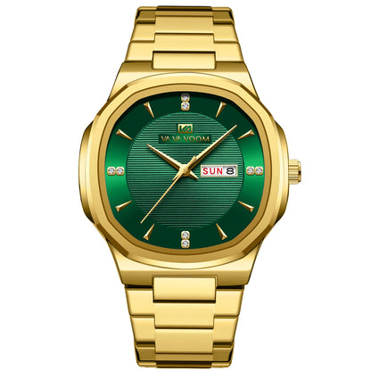 VA VA VOOM Men Watch Fashion Silver Black Stainless Steel 41mm Casual Business Style Week 3Bar Waterproof Sports Quartz Watches