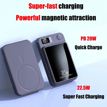 100000mAh Magnetic Wireless Power Bank Fast Charger For Magsafe Portable Auxiliary Battery Pack For iphone Huawei Samsung