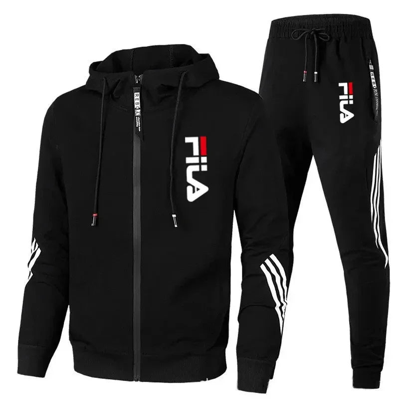 Spring/autumn Outdoor Zip-up Jacket + Sports Pants Jogging Set; Casual Basketball and Fitness Two-piece Set; High-end Fashionabl