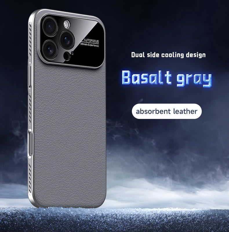 Luxury Ultra Thin Solid Color Leather Heat Dissipation Magsafe Phone Case for iPhone 17 16 15 14 Pro Max Light Grip Bumper Shell