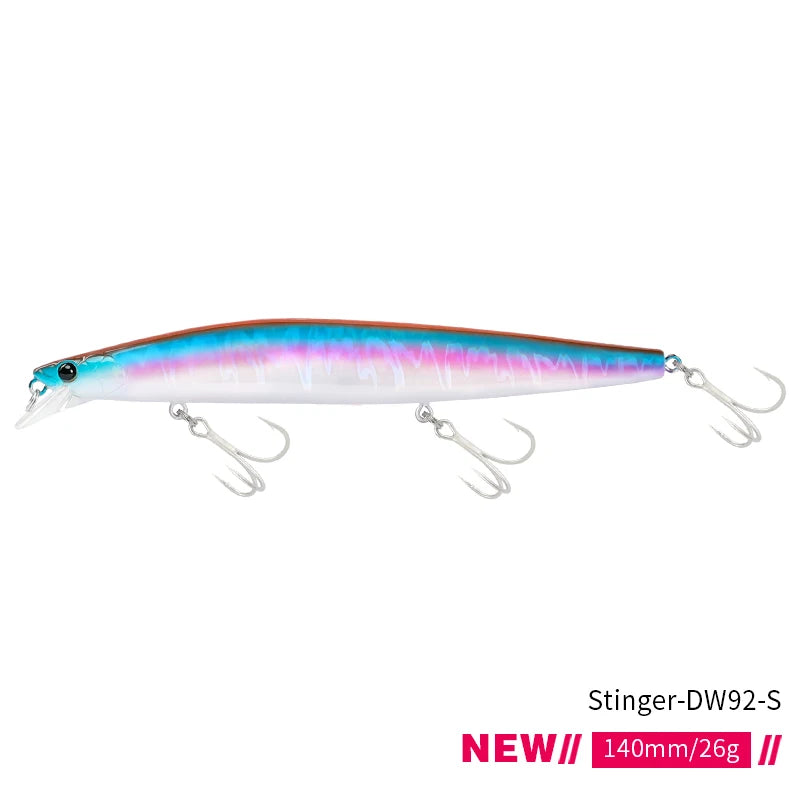 Minnow Sea Fishing Lure STINIGER 140mm 26g Piston Weight Ultra Long Casting Seabass Inshore Hard Baits