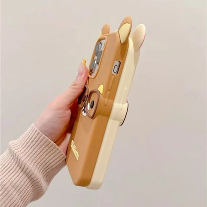 For iPhone 17 16 15 Pro Max 14 Plus 13 12 11 7 8 SE 4 4S 5 5S Cute Glasses Bear Silicone Soft Phone Case Cover