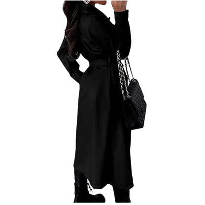 Women's Wool Blends Coats Double Breasted Thin Women's Trench Coat Casual Winbreaker With Belt Trench for Ladies