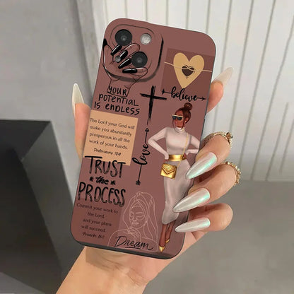 Fashionable Girl Illustration Phone Case For iPhone 17 16 15 14 13 12 11 16E X XR XS SE2 8 7 Plus Pro Max Mini Air Back Cover