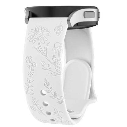 Floral Engraved Band for For Samsung Galaxy Watch 6/5/4/Active 2/5 Pro 45mm 40mm 44mm/Watch 6 4 Classic/Watch 3 41mm Strap
