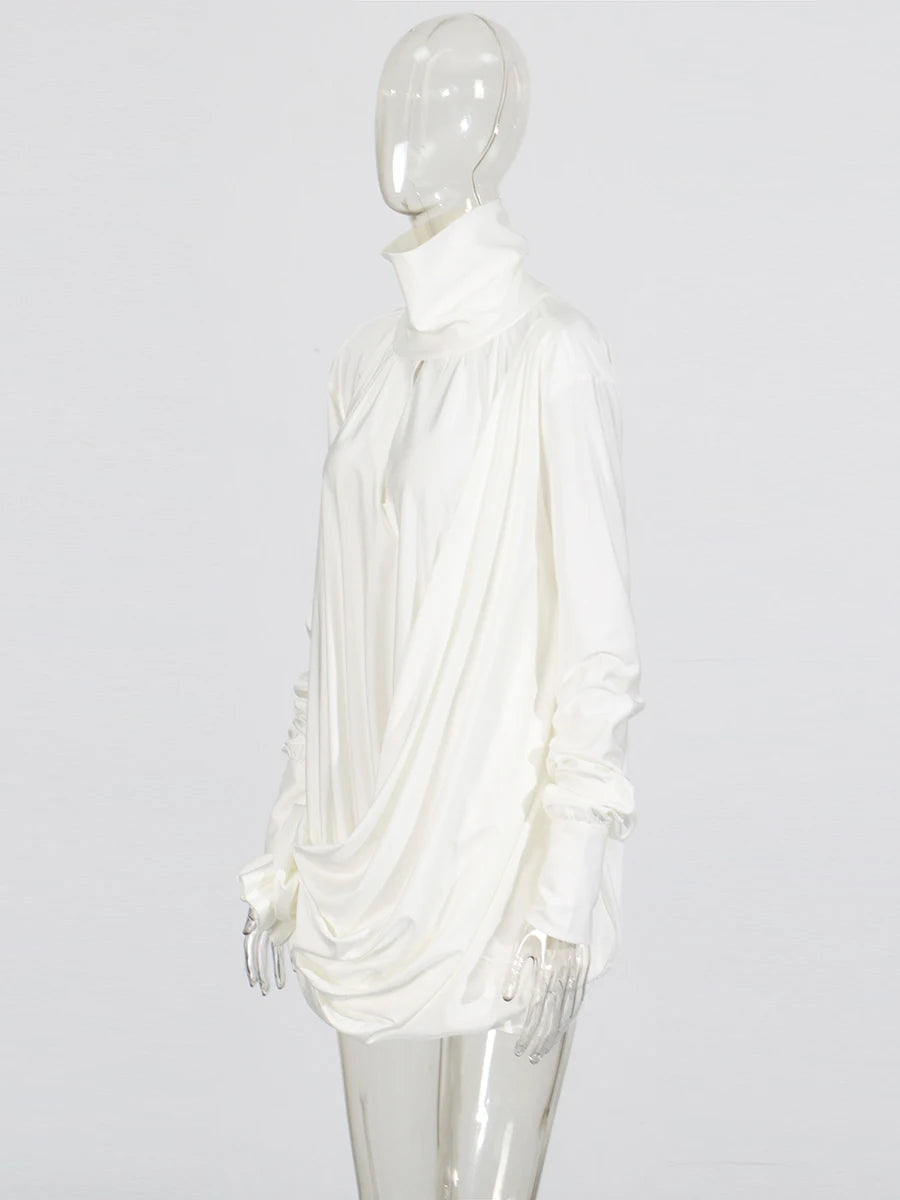 TWOTWINSTYLE Solid Slimming Fashion Mini Dresses for Women High Waist Patchwork 3D Flower Temperament Dress Female Clothing New