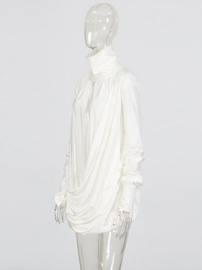 TWOTWINSTYLE Solid Slimming Fashion Mini Dresses for Women High Waist Patchwork 3D Flower Temperament Dress Female Clothing New