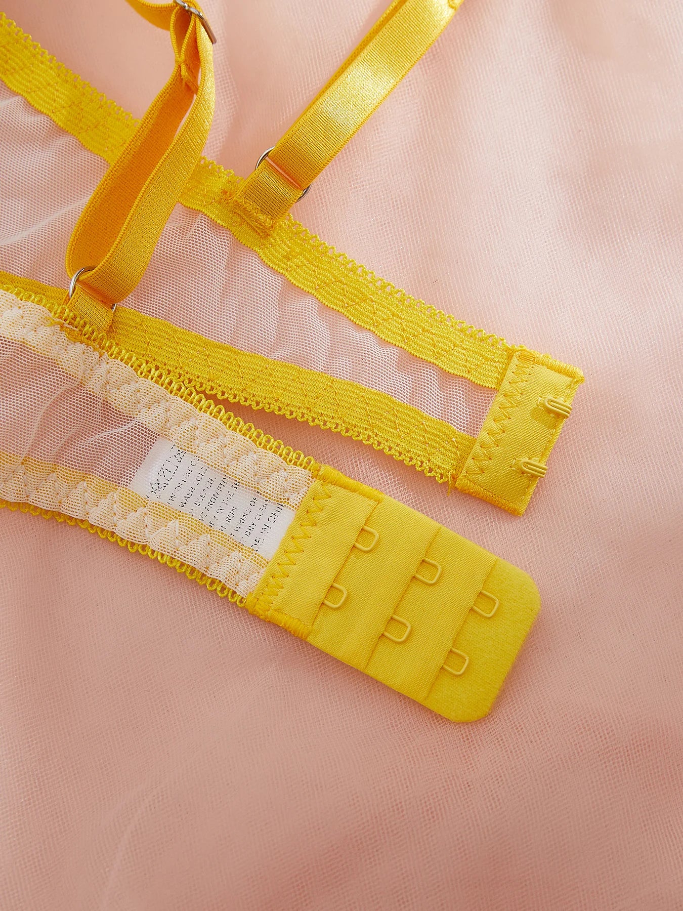 Lingerie beautiful yellow daisy summer semi transparent embroidered underwear, cute and sweet style, adjustable shou