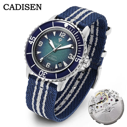 CADISEN Deep Explorer Automatic Mechanical Watch Man Canvas Strap Wristwatch MIYOTA  Luxury Luminous Waterproof Watches