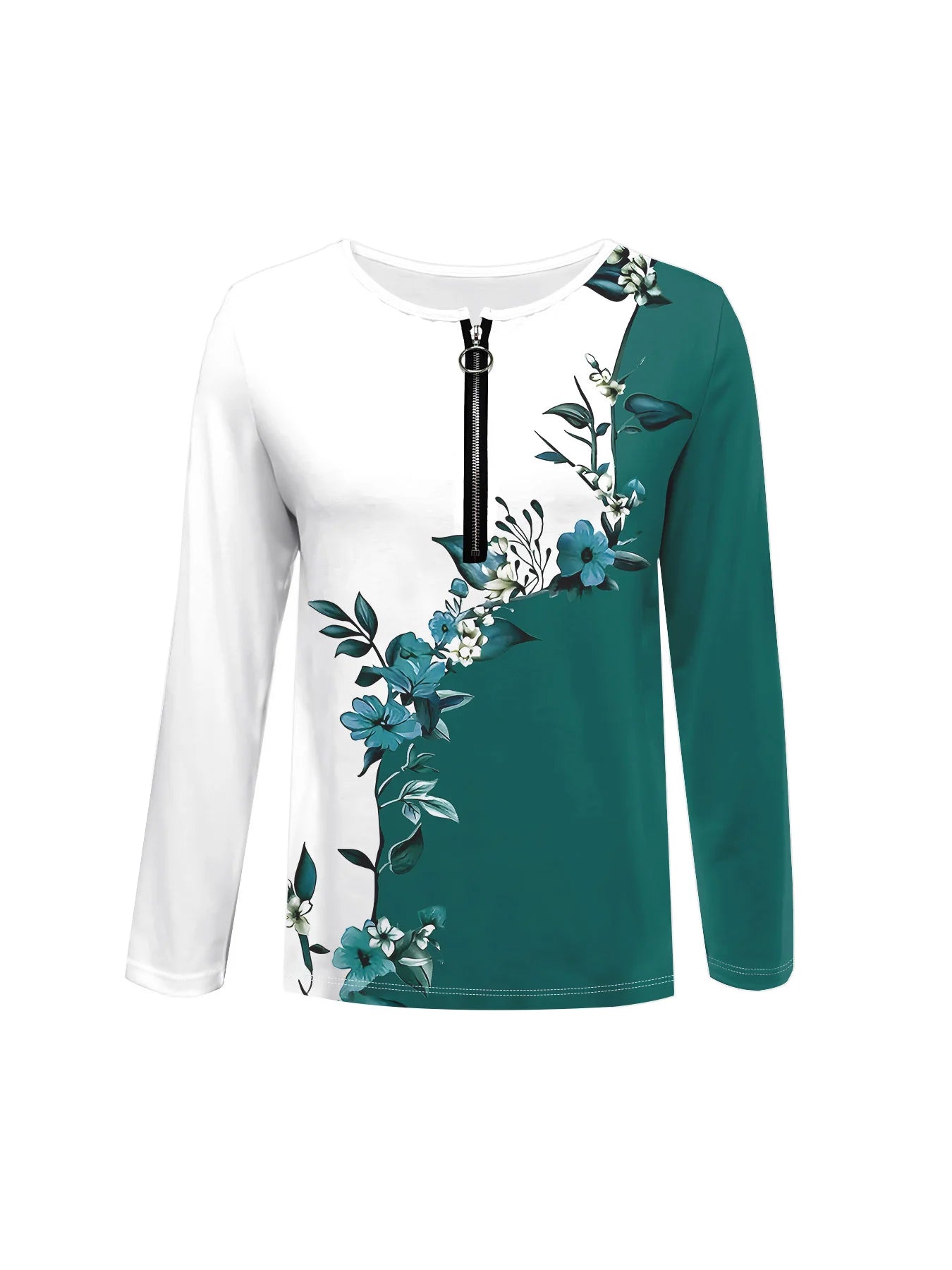 Summer new fashion 2025 women's casual long-sleeved printed T-shirt