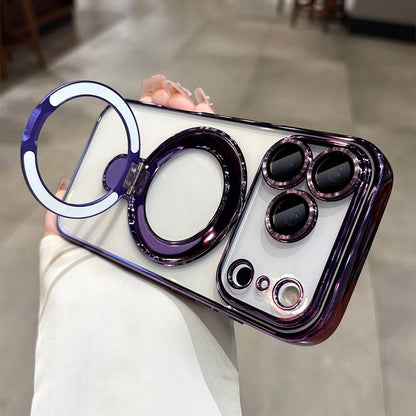 Iphone 17 Air Case Plating Magsafe Magnetic Bracket Case for iPhone 17 16 Pro 13 12 Max 15 14 16 Plus 17PRO Transparent Cove