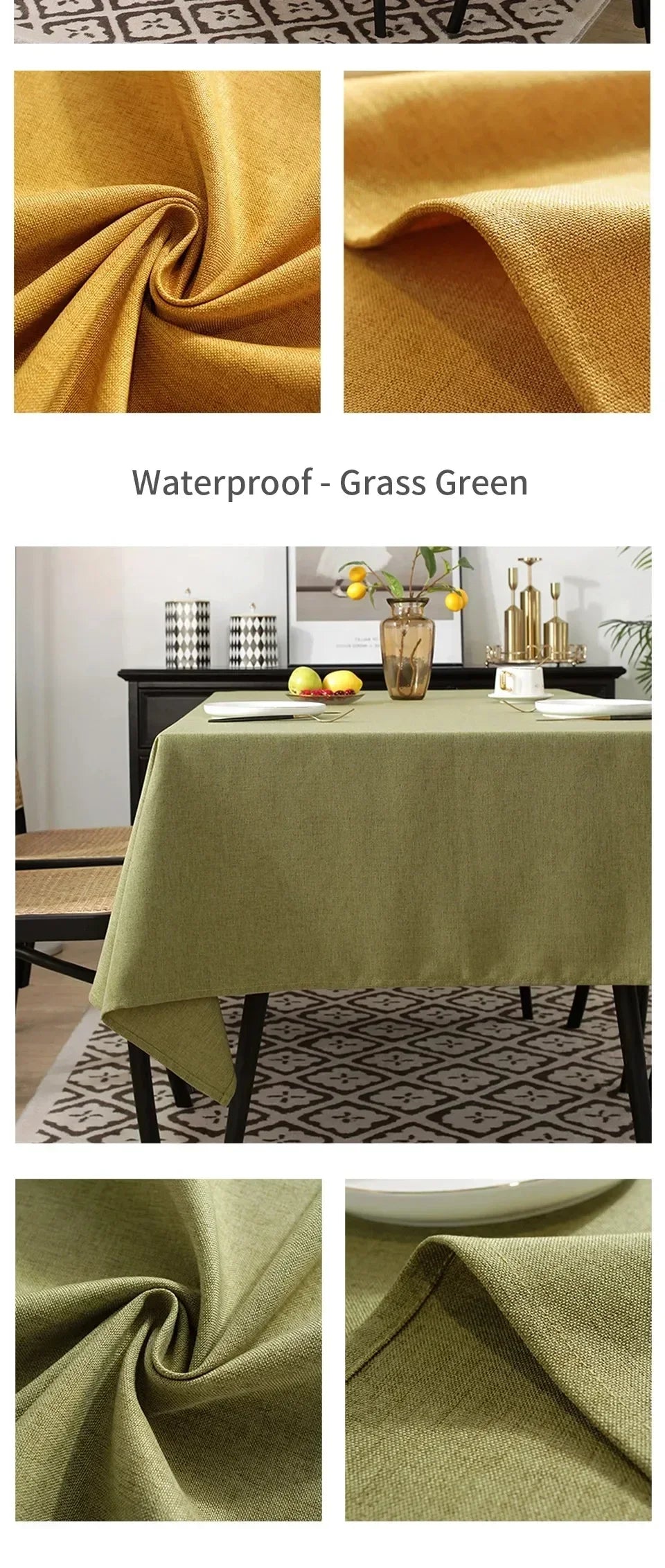Waterproof Oilproof Kitchen Dining Tablecloth Solid Color Rectangle Tablecloth Cover Mat Oilcloth Antifouling Home Decoration