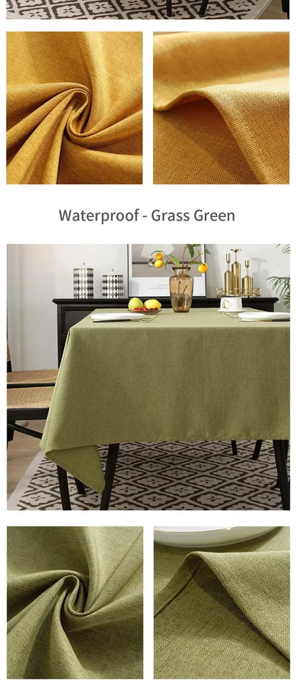 Waterproof Oilproof Kitchen Dining Tablecloth Solid Color Rectangle Tablecloth Cover Mat Oilcloth Antifouling Home Decoration