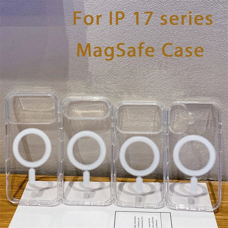 Magsafe Magnetic Phone Case For iphone 17 17Air 11 12 13 Mini 14 15 16 Pro Max XR X XS 7 8 Plus Hard Transparent Back Cover