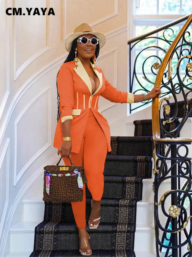 Elegant Suits  Women Corset Blazer and Legging Pants Matching Two 2 Piece Set Outfits Streetwear Lady Tracksuit