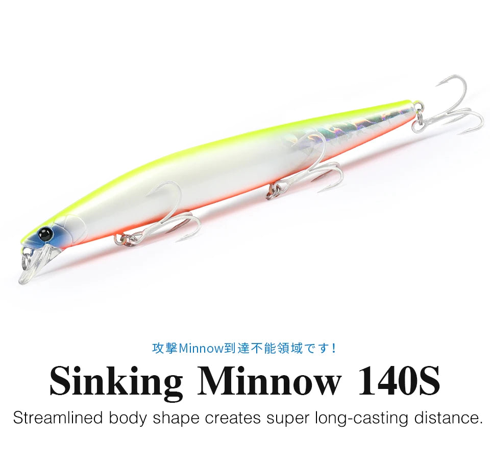 Minnow Sea Fishing Lure STINIGER 140mm 26g Piston Weight Ultra Long Casting Seabass Inshore Hard Baits