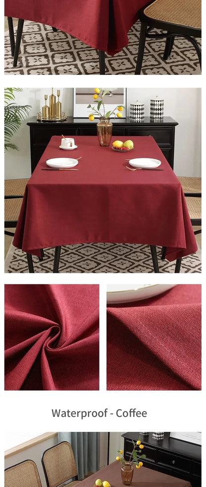 Waterproof Oilproof Kitchen Dining Tablecloth Solid Color Rectangle Tablecloth Cover Mat Oilcloth Antifouling Home Decoration