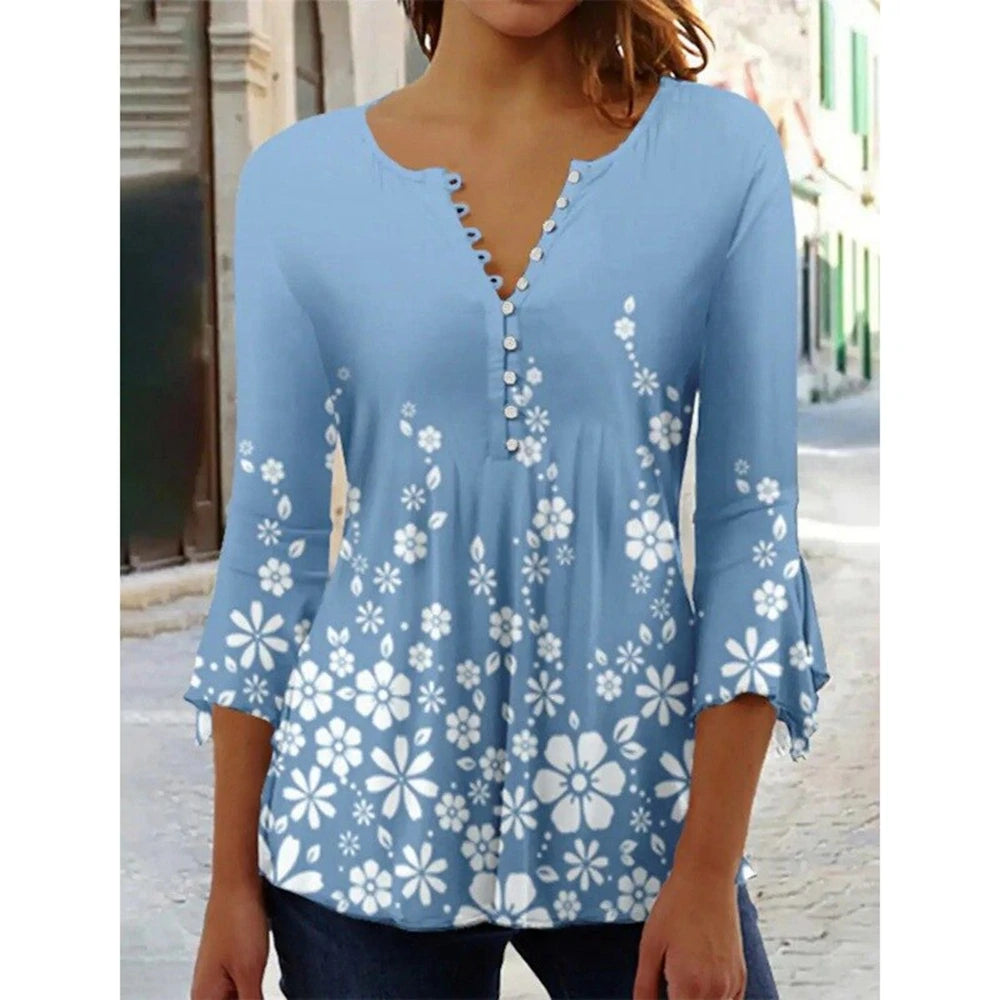 T-Shirt Loose Women'S Comfortable Clothing Shirt 3d Printed Trend Seven-Quarter Sleeve Top