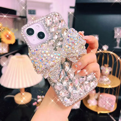 Diamond Case For iPhone 17 Air 16 Pro Max 16E 15 14 Pro Max 13 12 mini 11 Pro Max 8 7 Plus Xs XR SE Rhinestone Bow Phone Case