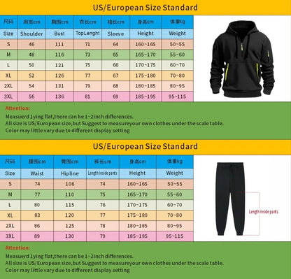 Autumn and Winter 2025 new men's hooded sweatshirt + pants two-piece set, outdoor multi-pocket men's pullover sportswear set