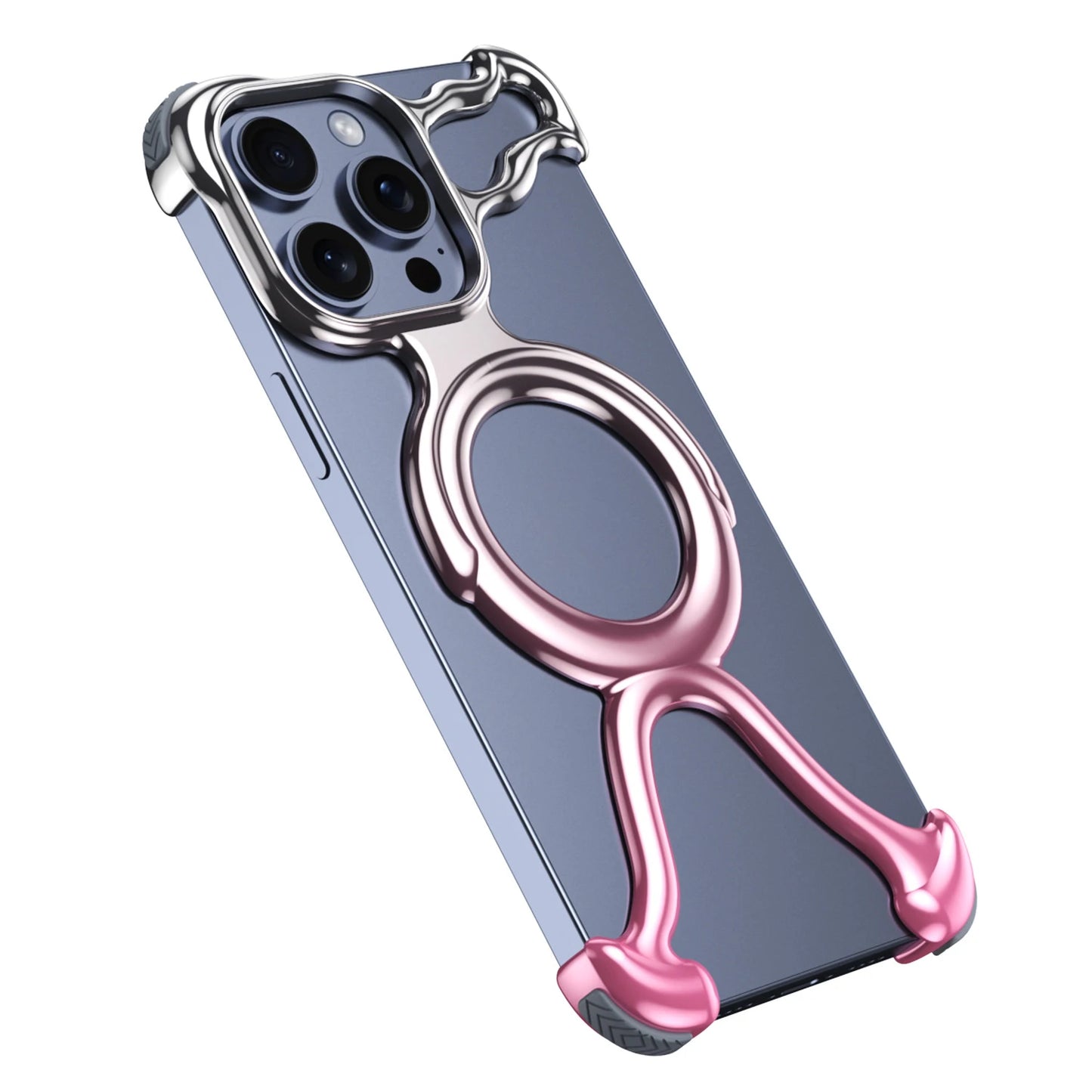 Irregular Geometric Phone Case For Iphone 17 16 15 14 13 Case Hollowed Out Electroplated Four Corners Silicone Shockproof Case