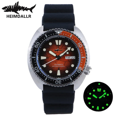 HEIMDALLR Diver Men's Watch Turtle King Sapphire Crystal 316L Steel NH36 200M Water Resistant Luminous Automatic Mechanica Watch