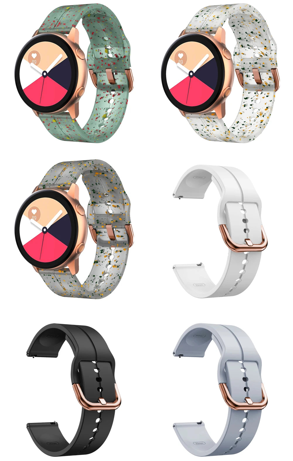 20mm Floral Band For Huami Amazift GTS 4/2/2e/3/GTS2 Mini/GTR 42mm Watch Bracelet Amazfit Bip 3 Pro Transparent Silicone Strap