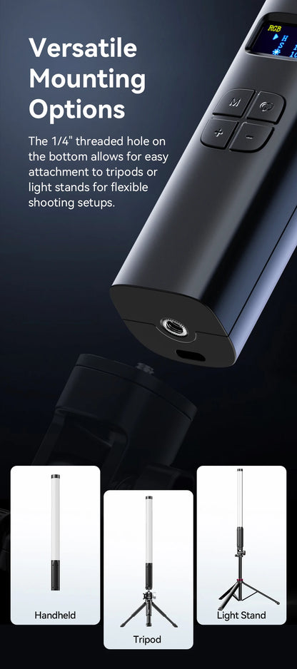Ulanzi Upgraded VL119 Stick Light 10W RGB Light Wand Handheld Stick for Protrait Photography Live Streaming with Type-C Charging