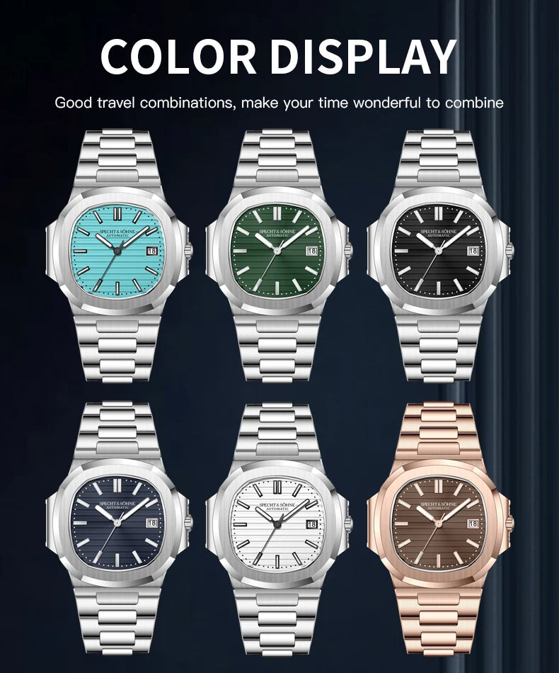 New Specht&Sohne Men's Watches Mechanical Watch Japan Miyota 8215 Movt Rose Gold Stainless Steel Classic 5711 Watch Waterproof