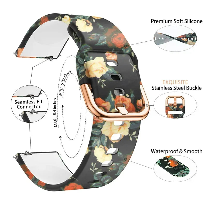 band For Amazfit GTS/4/2/2e/3 GTS2 Mini/GTR 4/3/Pro/47mm/GTR2/2e/stratos 2/3 Bracelet Amazfit Bip 6 5 Printed strap