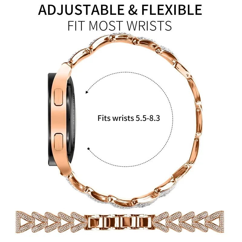 Metal Diamond strap for Samsung Galaxy Watch 7/6/5 pro/4/Classic/active Gear s3 20mm 22mm bracelet Huawei GT/2/GT2/3 Pro 4 band