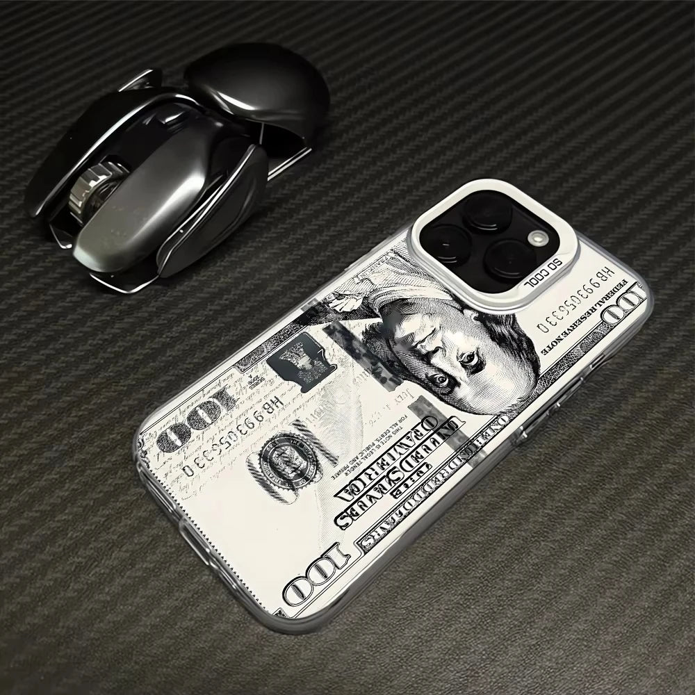 Cool 100 Dollar Bank Note Phone Case For IPhone 17 16 PRO 15 14 13 12 11 Promax Xr Xs 7 8 Plus SE Minimalism Shockproof Cover
