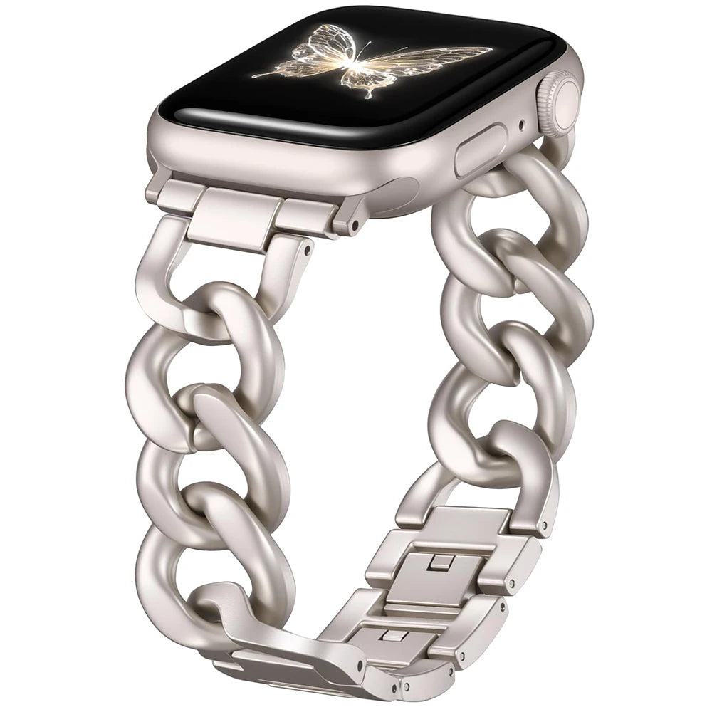 Metal Chain Link Compatible For Apple Watch Band Series Women Men Classic Watch Strap Replacement Accessories Smartwatch Bands