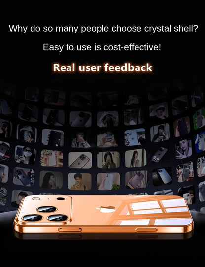 Plating Transparent with Lens Film Case for iPhone 17 Air 17 16 15 14 13 12 11 Pro Max Plus Anti-fall Damping Cover